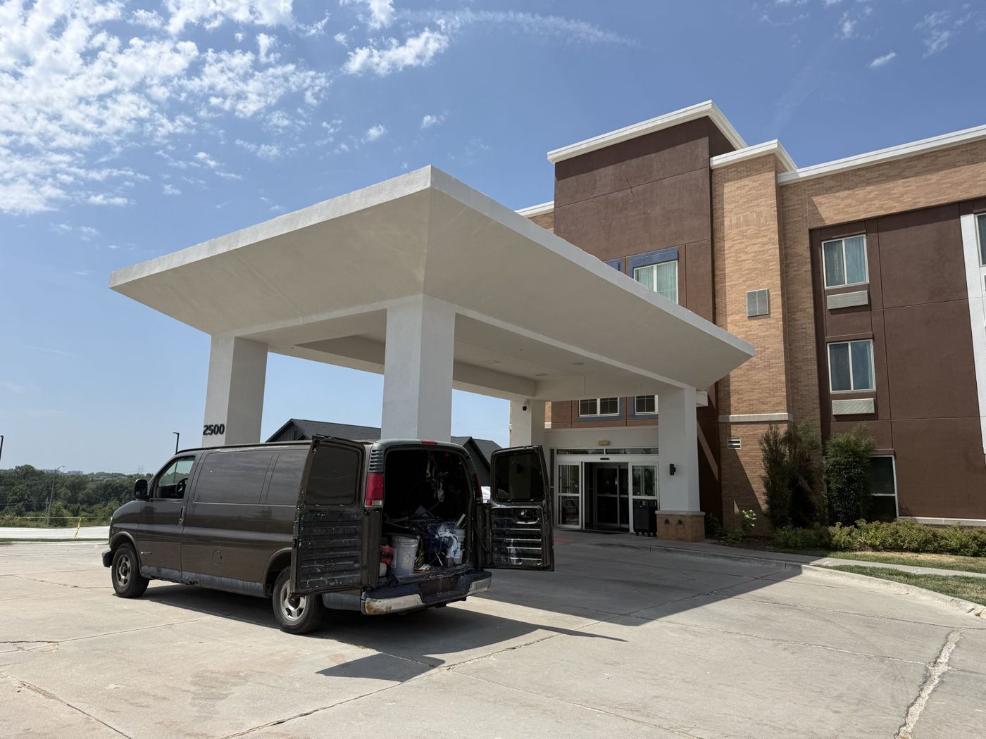 Commercial hotel canopy and entrance project in the Omaha area