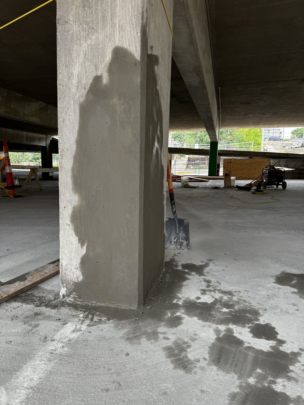 Parking garage column concrete restoration in the Omaha area